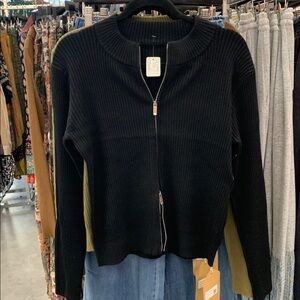 NWT Original black rib sweater with 2 way zipper